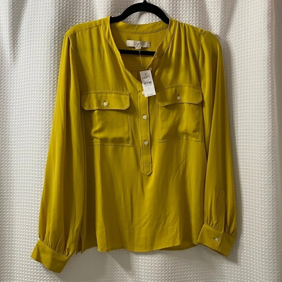 NWT LOFT Henley Utility Blouse - Picture 1 of 5